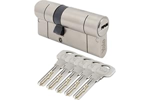 Yale Insert 2100 35/65 mm Maximum Security, Testé, Niveau Maximal de Protection Contre Les Intrusions, Carte de Sécurité, Fonction d'embrayage sécurisé, 5 Clés, Satin