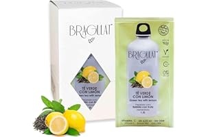 BRAGULAT | Bebida de Fruta con Té Verde y Limón | Bebidas y Refrescos Instantáneas en Polvo | Saborizantes Sin Azucar, con Vitamina C y B12 | 15 Sobres
