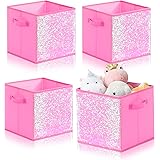 JULY'S SONG Uppsättning av 4 vikbara kubförvaringslådor, organiseringslådor med handtag och paljetter, lämpliga för olika sak