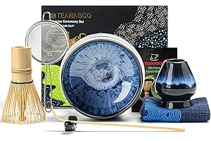 ‎TEANAGOO TEANAGOO Matcha-Tee-Set, japanisches Tee-Set, Matcha-Schüssel, Matcha-Bambus-Schneebesen, Schaufel, Sieb, Matcha-Schneebesen-Halter, Matcha-Schneebesen-Ständer, Matcha-Schneebesen-Set N15