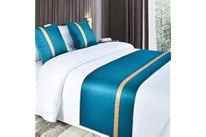 Eseriallen Bed Runner King Size,Bright blue Bed Runner For of Luxury Hotel Grade 210X50cm for 1.5m Bed