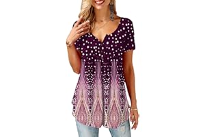 KISSMODA Ladies Pleated Tunic Tops for Women Buttons up Long Sleeve Shirts Floral Print