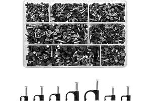 KOXXIAMOQ 700 Stk Kabelschellen Nagelschellen, Runde/Quadrat Kabel Clips, Schwarz Kabelklemmen mit Nagel, Kabelhalter Kabelbefestigung Nagel für Ethernet Netzwerkkabel, 4mm 5mm 6mm 8mm 10mm
