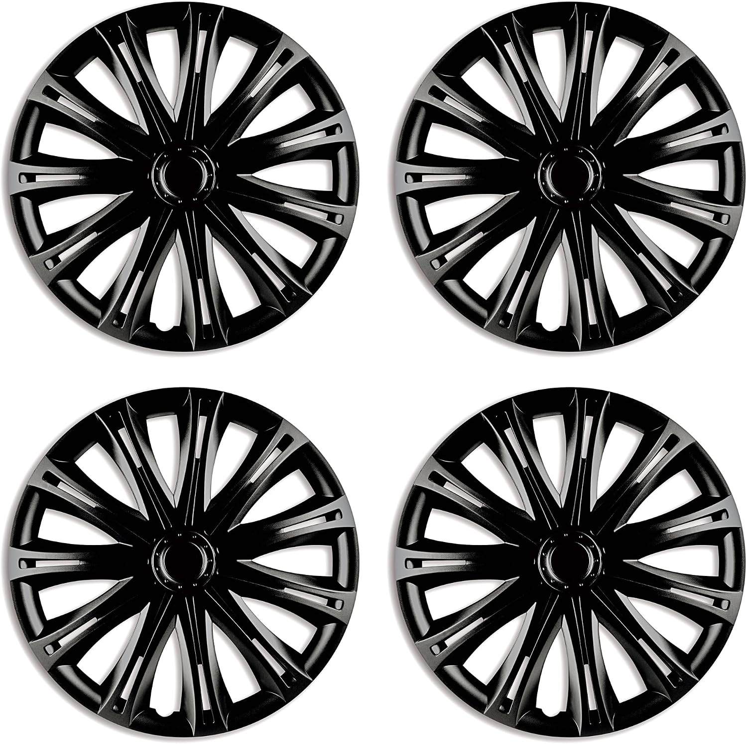 Versaco Car Wheel Trims SPARKBLK16 - Black 16 Inch 11-Spoke - Boxed Set of 4 Hubcaps - Includes Fittings/Instructions