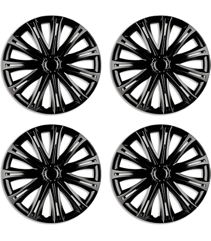16" Hub Caps / Wheel Trims - Rapide NC Plastic Covers - Set Of 4 - Silver/Black