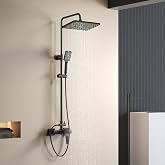 YOOZENA Black Shower Column Single Handle, Extendable Column with Tap, Shower Head with Hose, Rain Shower, Adjustable in Stai