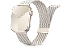 Yoohoo Milanese Loop for Apple Watch Straps 38mm 40mm 41mm 42mm 44mm 45mm 46mm 49mm Women Men,Strong Magnetic Clasp Adjustable Metal Bands for iWatch Series 11 10 9 8 7 6 5 4 3 2 1 Ultra SE,Starlight
