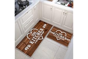 JEFFEL Set di tappetini da cucina, antiscivolo, resistenti, 2 pezzi, lavabili, per cucina, lavanderia, camera da letto (C, 43x75+43x150cm)