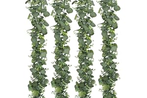 SOMYTING 4PCS Guirnaldas Artificiales de Hojas de Eucalipto de Color Verde para Colgar Plantas para Decoración de Pared de Arco de Telón de Fondo de Boda Mesa de la Casa de la Granja