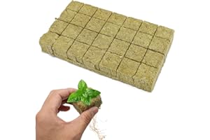 KLAIMBMO 28 pezzi lana di roccia per piante, rockwool, rockwool grow,Tappi per Piante in Lana di Roccia, Cubi di lana di roccia per coltivazione, Rockwools Cubes, Cubi di Coltivazione Soilless (4 x 4 x 4cm)