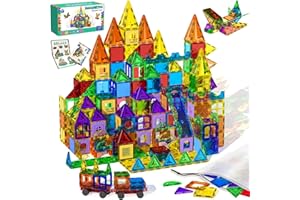 Magneverse 123PCS Magnetic Tiles, 2025 Upgrade Kids Toys - Magnetic Building Blocks Learning Educational Construction Toys Brithdays Xmas Gifts for Boys Girls Age 3 4 5 6 7 8 9 10 Year Old