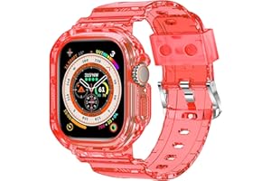 XYF Compatible for Crystal Clear Apple Watch Bands, 45mm 44mm 42mm 41mm 40mm 38mm Bumper Case for Men Women Jelly Sport Case Band for iWatch Ultra 2/1 Series 9 8 7 SE/6 5 4 3 2 1