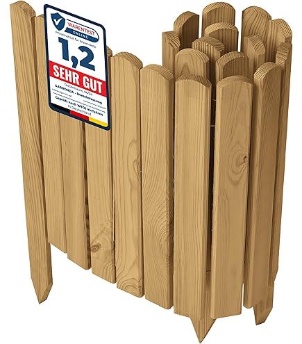 Floranica Palisade Beeteinfassung Flexibler Rollborder Rasenkante Beetumrandung Palisade, LxH: 200x10 cm, Unbehandelt, für Blumen und Kräutergarten, Vorgarten, Wege, Rasenbegrenzung