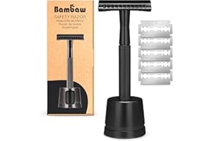 Rasoio uomo per rasatura barba con 5 lamette per rasoio di sicurezza | Rasoio barba Con Supporto | Rasoio corpo uomo | Rasoio monolama per taglio barba | Plastic free | Shaving razor | Bambaw