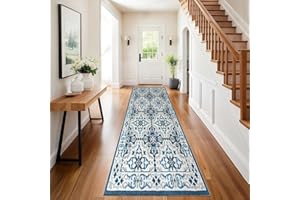 Hafaa Carpet Runners for Living room Blue Runner Rugs for Hallway Non-Slip long 80 x 300 cm – Traditional Pattern Modern Low Pile Bedroom Carpet (LUNA)