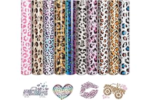 Tintnut Leopard HTV Heat Transfer Vinyl - 10 Sheets 12" x 10" Cheetah Heat Transfer Vinyl Safari HTV Animal Printed Iron On Vinyl for T-Shirts Bags