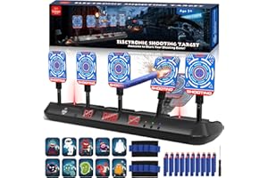 Lehoo Castle Nerf Zielscheibe, Automatische Elektrische Zielscheibe für Nerf Gun, 20 Weiche Schaumstoffdarts, Geschenke für Junge ab 5 6 7 8 9 Jahre