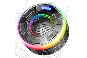 Altavoz Bluetooth 5.3, Altavoz Ducha con Ventosa, Altavoz Bluetooth Potente con Luz Colorida, IP7 Impermeable Altavoces Bluet