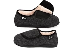 LongBay Women's Wide Fit Slippers Comfy and Cozy Memory Foam Indoor House Shoes for Diabetic Arthritis and Edema