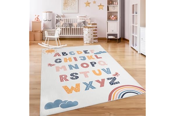 Paco Home Tapis Chambre Enfant Bebe Fille Garcon Antidérapant Arc-en-Ciel Coeur Pois, Dimension:80x150 cm, Couleur:Multicolore