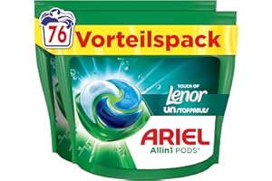 ‎ARIEL Ariel Waschmittel All-in-1 PODS 76 Waschkapseln, Touch of Lenor Unstoppables, Universal+, Porentiefe Reinheit für lang anhaltende Frische