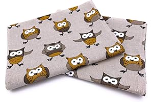 JOWOLLINA 2er-Set: Geschirrtücher Küchenhandtücher Handtücher 47x70 cm Halbleinen Bedruckt (Eule Ocker)