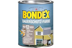 Bondex Dauerschutz Farbe Finnisch Blau 0,75 L für 7 m² | Hervorragende Farbstabilität | Wetter- und UV-Schutz - bis zu 12 Jahre | Seidenglänzend | Dauerschutzfarbe | Holzfarbe