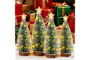 TAECHALINGO LED Mini Weihnachtsbaum,4 Stück künstlicher Weihnachtsbaum mit Beleuchtung,Tisch-Weihnachtsbaum mit Lichtern,Kleiner Tannenbaum für Ihr Zuhause Oder Büro Dekor Lampe Weihnachten-Dekoration