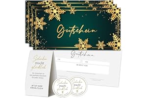 ‎EUMMEL Eummel 50 Blanko Gutscheine zu Weihnachten zum selber Ausfüllen für alle Geschäfte | Premium Druck | Inklusiv Aufsteller und Aufkleber für mehr Kunden | Geschenkgutscheine