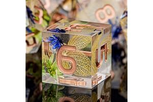 ARUOHHA DND Jeu de dés en résine jaune feuille tranchante avec boîte, Dés de jeu de rôle Donjons et Dragons, Dés de jeu de rôle Fleur Lightning D et D Dés RPG Glitter Inclusions D&D polyédriques D20