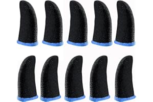 GENERIC HUAYUWA 5 Paar schweißfeste Fingerhandschuhe Nahtloser Touchscreen Mobile Game Controller Daumen Finger Sleeves für PUBG Handy Gaming Zubehör, Schwarz + Blau
