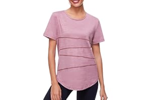 Terecey T-Shirt Sport Femme Manches Courtes Confortable et Respirant Haut de Fitness Séchage Rapide pour Entraînement Running Extérieur et Maison