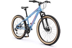BIKESTAR MTB Mountain Bike 24" Alluminio per Bambini 8-12 Anni | Bicicletta Telaio 13 Pollici 21 velocità Shimano, Hardtail, Freni a Disco, sospensioni