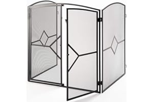 Crannog Heavy Duty Fire Guard Screen with Front Door, Features Back Safety Latch for Child & Baby. for Fireplace, Open Fire, Log Burner. Screen Fireguard to Keep Dog, Cat, Pet & Dogs Safe (Design)