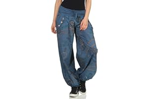 MALITO MORE THAN FASHION Malito – damskie spodnie haremki z nadrukiem – rozmiar uniwersalny z bawełny – lekkie spodnie materiałowe w zestawie pasek z materiału – wygodne spodnie letnie na ciepłe dni – cienkie spodnie