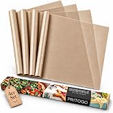 Pritogo - Reusable Baking Pans - Pack of 4, Teflon Brown (32 x 46 cm), Heat Resistant to 500&deg;F, Non-Stick, Trimmable