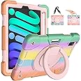 Andnary Case for 2024 iPad Mini 7 A17 Pro/2021 Mini 6 8.3 Inch Case with Built-in Pencil Holder/360° Rotating Handle Stand, Drop-Proof Cover for iPad Mini 7th/6th Generation 8.3", Colorful Pink