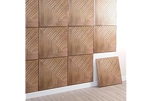 IGTOPS Lot de 10 Panneaux Muraux 3D, Autocollants, Aspect Bois, pour Décoration Murale Intérieure, Panneaux Acoustiques 3D, 30 x 30 cm (Jaunes)