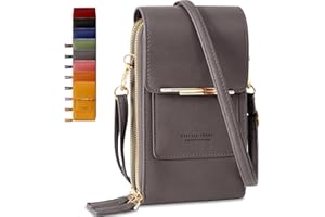 Lakpopya Porta Cellulare Tracolla in Pelle PU per Donne, Tracolla Porta Cellulare Piccola Multifunzionale con Portafoglio, Borsetta Porta Cellulare per a Telefoni Fino a 6,9" (grigio)
