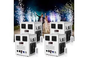 FODEXAZY Bianco 530W Macchina pirotecnica per fuochi d'artificio Cold Spark, DMX effetto per palcoscenico con telecomando, per bar, feste, Halloween, Natale, matrimoni, concerti, 4 pezzi