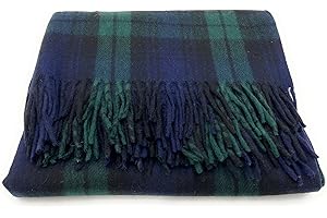 TARTAN TWEEDS Wool Blend Highland Tartan Blanket Full Size 212 cm x 152 cm Warm Comfortable Large Throw Picnic Rug (Black Watch)