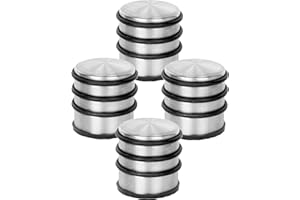 HRB Türstopper Edelstahl hoch massiv 2 Stück - Schwerer Türstopper Boden mit modernen Design, Door Stopper versehen mit Gummiring zum Schutz der Türen (Silber)