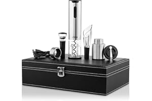 Ufesa EasyClassy Elektrischer Korkenzieher-Set, mit Koffer, Weinflaschenöffner mit LED-Licht, auslaufsicherem Servicestopfen, Versiegelungsstopfen und Luftabzieher, NI-MH-Akku, kabellos, USB-C-Kabel,