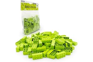 BRICK FLIP Lego klocki Classic, limonkowe (zielone), 2 x 4 klocki, 100 sztuk – zestaw startowy lub rozszerzenie do klocków Lego Box i płyty Lego, Basic Bricks (3001)