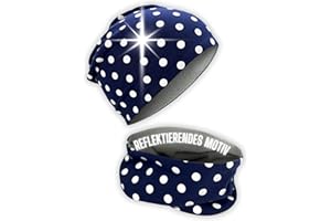 HECKBO 360° Reflektor Kinder Mütze & Loop Schal Set - 95% Baumwolle - weiches & pflegeleichtes Stretch-Material - Beanie Frühling Herbst Winter (48-54cm)