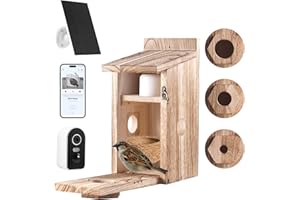 BROOBIRDER Vogelhaus mit 5MP Kamera, Nistkasten für Vögel für Draußen Wetterfest, 2,4 G WiFi & App Benachrichtigung, Video/Fotoaufnahme & Bewegungserkennung, Beobachten des Vogellebens, Nachtsicht, Solarbetrieb