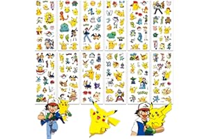 Deen Kinder Sticker,Pokemon Stickers 12 Blätter Set, 3D Relief Aufkleber für Jungen Mädchen,Belohnung Kindersticker Kindergeburtstag Mitgebsel Gastgeschenke DIY Scrapbooking Geschenkdeko, 17*7cm