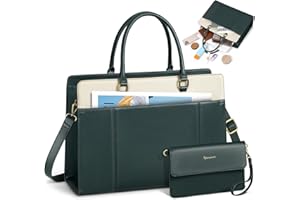 RAINSMORE Bolso Universidad Mujer Bolso Mujer Grande con Clutch Impermeable Ordenador Portatil 15.6 Pulgadas Bolsa Trabajo Shopper Oficina Negro