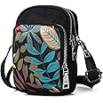 LaRechor Phone Crossbody Bag with 3 Pockets, Patterned Nylon Cross Body Bag, Mini Travel Shoulder Bags for Women Girls Teens Kids