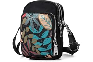 LARECHOR Mała torba na ramię z tkaniny dla kobiet i dziewcząt z uroczym wzorem, 3 przegródkami i długim paskiem